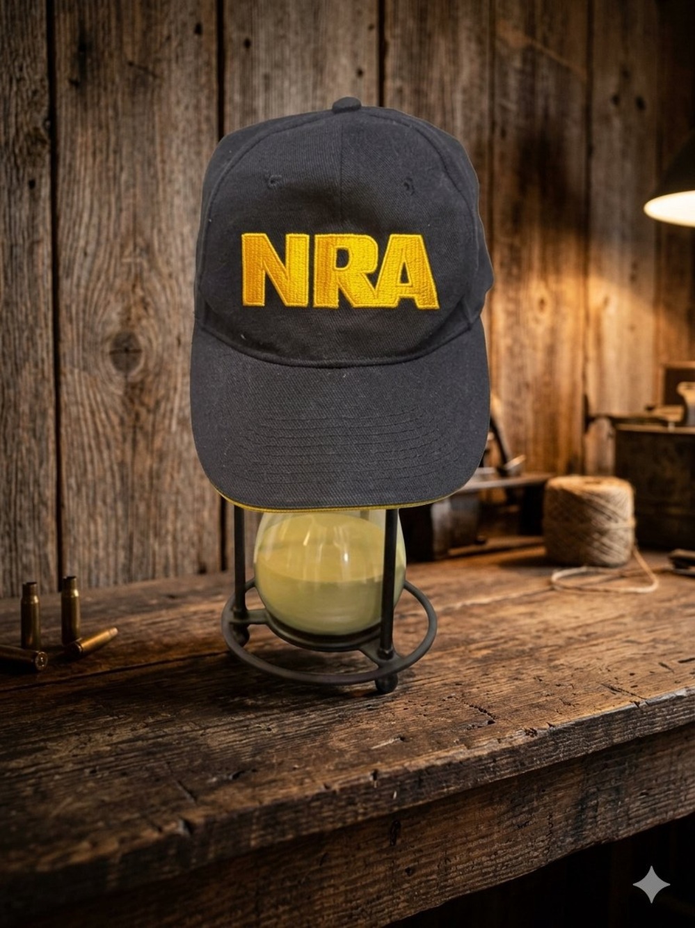 Black Cap with Bold Yellow 'NRA' Embroidery